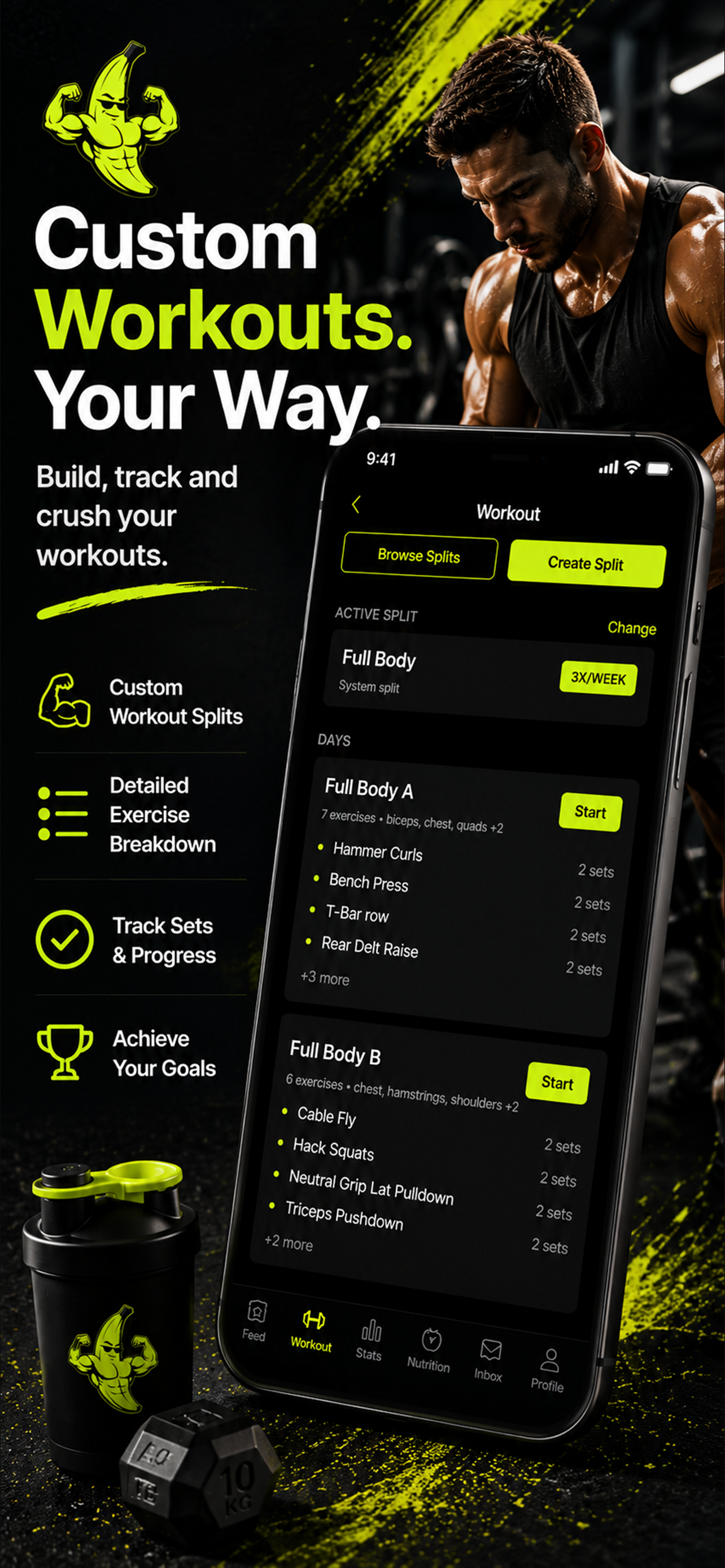 Workout splits screen